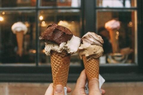two ice cream cones
